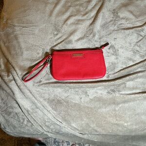 Nine West Red Pebbled Leather Clutch with Gold Plaque